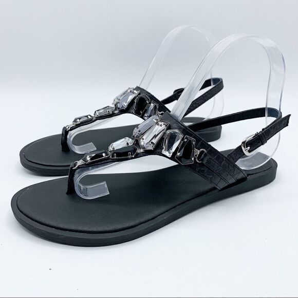 Kenneth Cole Reaction Black Crystal Thong Sandal - Picture 1 of 12